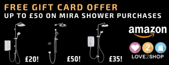 Claim Amazon or Love2shop gift cards on selected Mira showers
