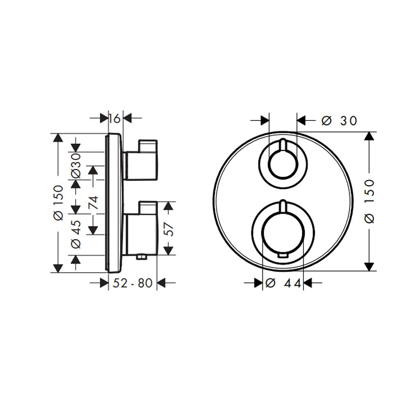 Hansgrohe Ecostat S recessed thermostatic mixer with diverter valve - 2 ...