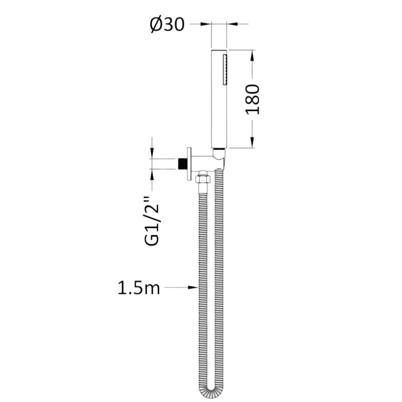 Hudson Reed Round Outlet Elbow With Parking Bracket, Hose and Shower ...