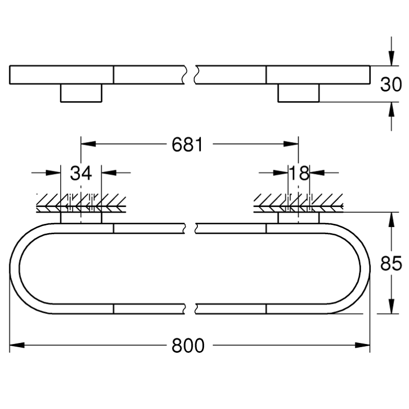 Grohe Selection Towel Rail - 800mm - Supersteel | Grohe 41058DC0 ...