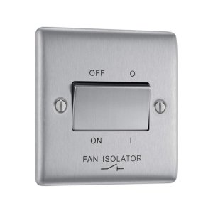 BG Nexus 3 Pole Fan Isolator Plate Switch - Brushed Steel (NBS15-01) - main image 1