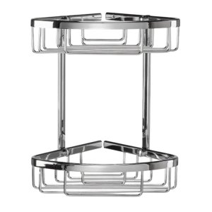 Croydex Slimline Aluminium Two Tier Corner Basket - Chrome (QM783841) - main image 1