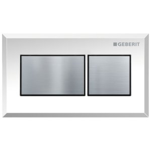 Geberit Pneumatic Dual Flush Plate - Square Design - White / Chrome (116.051.KT.1) - main image 1