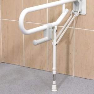 AKW Hinged Foldup Double Hairpin Grab Rail - Adjustable Leg - White (01830WH) - main image 2