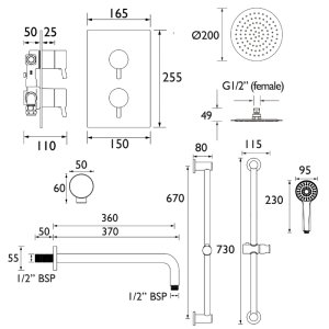 Bristan Prism Recessed Concealed Dual Control Shower Pack (PRISM SHWR PK2) - main image 2