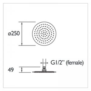 Bristan Round Slimline Fixed Head - 250mm - Chrome (FH SLRD02 C) - main image 2