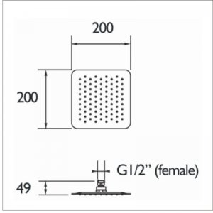 Bristan Square Slimline Fixed Head - 200mm - Stainless Steel (FH SLSQ01 C) - main image 2