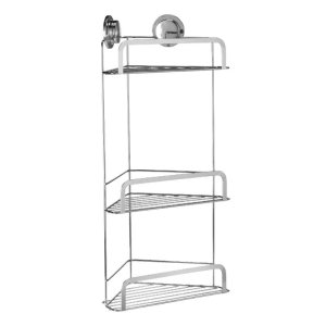 Croydex Stick 'N' Lock Three Tier Corner Basket - Chrome (QM290841) - main image 2