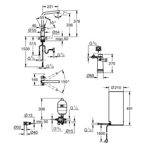 Grohe Red Duo Kitchen Tap and Large Size Boiler - L-Spout - Chrome (30340001) - main image 2