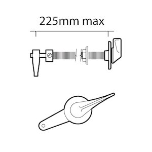 Twyford cistern lever assembly (225mm cavity wall) (CF3018CP) - main image 2