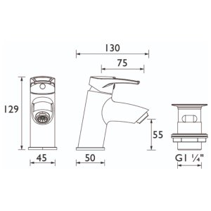 Bristan Smile Basin Mixer Tap With Clicker Waste - Chrome (SM BAS C) - main image 3