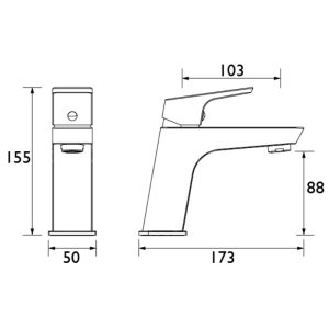 Bristan Vertico Basin Mixer Tap - Chrome (VRT BASNW C) - main image 3