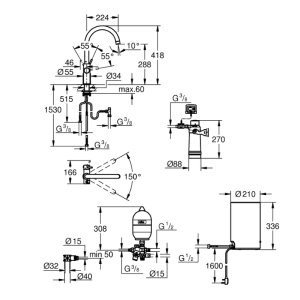 Grohe Red Duo Kitchen Tap and Medium Size Boiler - C Spout - Chrome (30058001) - main image 3