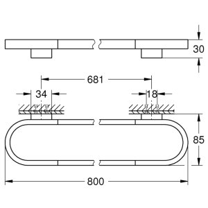 Grohe Selection Towel Rail - 800mm - Brushed Hard Graphite (41058AL0) - main image 3