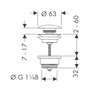 hansgrohe push open plug - chrome (97204000) - main image 3