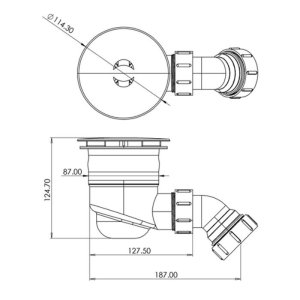 Top-Fix 1/2" (90mm) Shower Tray Waste with Elbow SHW-TOP-01-BB - Brushed Brass (TFIXSW6) - main image 3