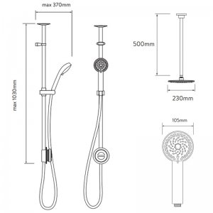 Aqualisa Quartz concealed shower with adjustable & fixed ceiling shower heads - Gravity Pumped (QZD.A2.BV.DVFC.18) - main image 4