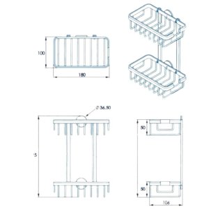 Croydex Slimline Aluminium Two Tier Basket - Chrome (QM786041) - main image 4