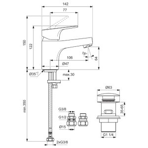 Ideal Standard Cerabase single lever mini basin mixer (BD454AA) - main image 4