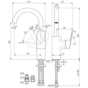 Ideal Standard Ceraplan single lever high spout basin mixer (BD245AA) - main image 4