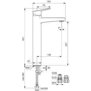 Ideal Standard Ceraplan single lever vessel basin mixer (BD255AA) - main image 4