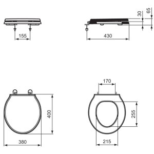 Ideal Standard Waverley seat & cover - Black (U0248GB) - main image 4