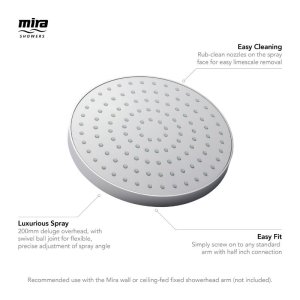 Mira Beat 200mm Deluge Shower Head - Chrome/White (1.1799.002) - main image 4