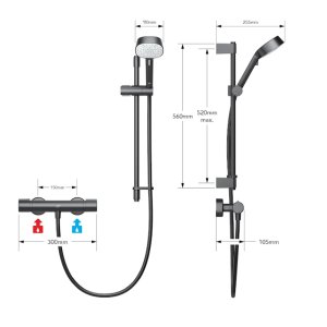 Mira Relate Thermostatic EV Bar Mixer Shower - Matt Black (1.1836.466) - main image 4