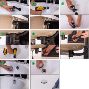 Top-Fix Click Clack Bath Waste with Overflow - Matt Black (TFIXBT2) - main image 4