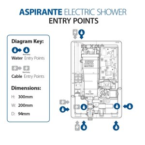 Triton Aspirante Electric Shower 8.5kW - Black Gloss (ASP08GSBLK) - main image 4