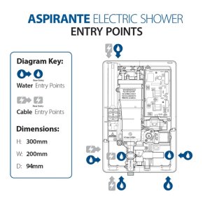 Triton Aspirante Electric Shower 9.5kW - Black Gloss (ASP09GSBLK) - main image 4