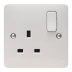 Hager 1 Gang Single Switched Socket - White (WMSS81) - thumbnail image 1