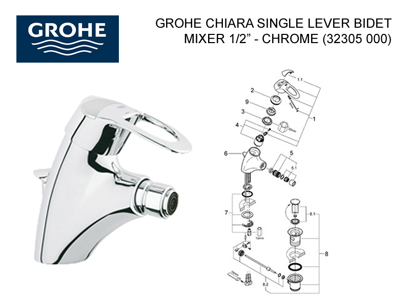 Grohe 13915000 2 Ball Joint Flow Control in Chrome